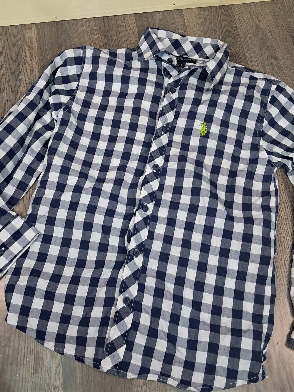 U.S. Polo Assn Boys Blue Plaid Button Up Long Sleeve Shirt Size 10/12